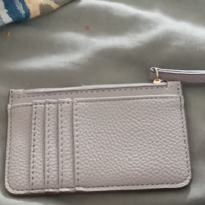 Gray Leather Card Holder Wallet